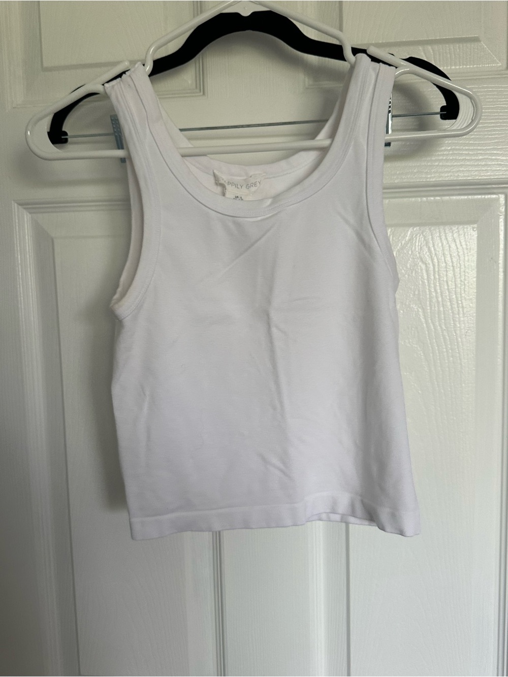 Happily Grey White Crop Tank Top